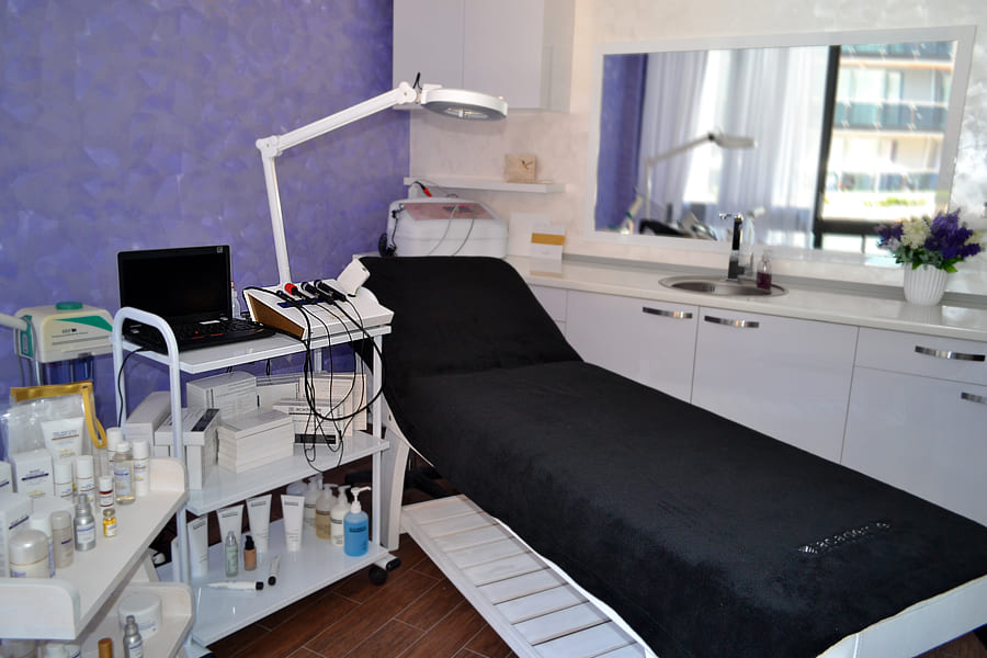 Beauty treatment room with professional equipment